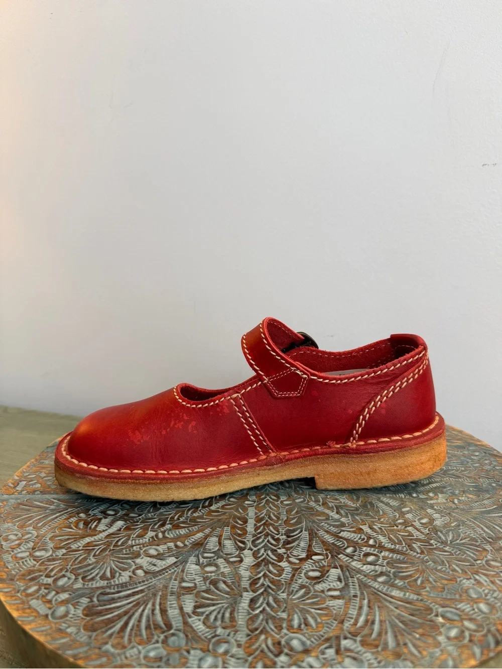 Duckfeet HIMMERLAND GRANATE Red Leather Mary Janes Size 39